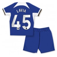 Koszulka piłkarska Chelsea Romeo Lavia #45 Strój Domowy dla dzieci 2023-24 tanio Krótki Rękaw (+ Krótkie spodenki)